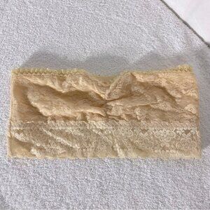 5/$25 Mamia Tan Beige Lace Bandeau Bra L